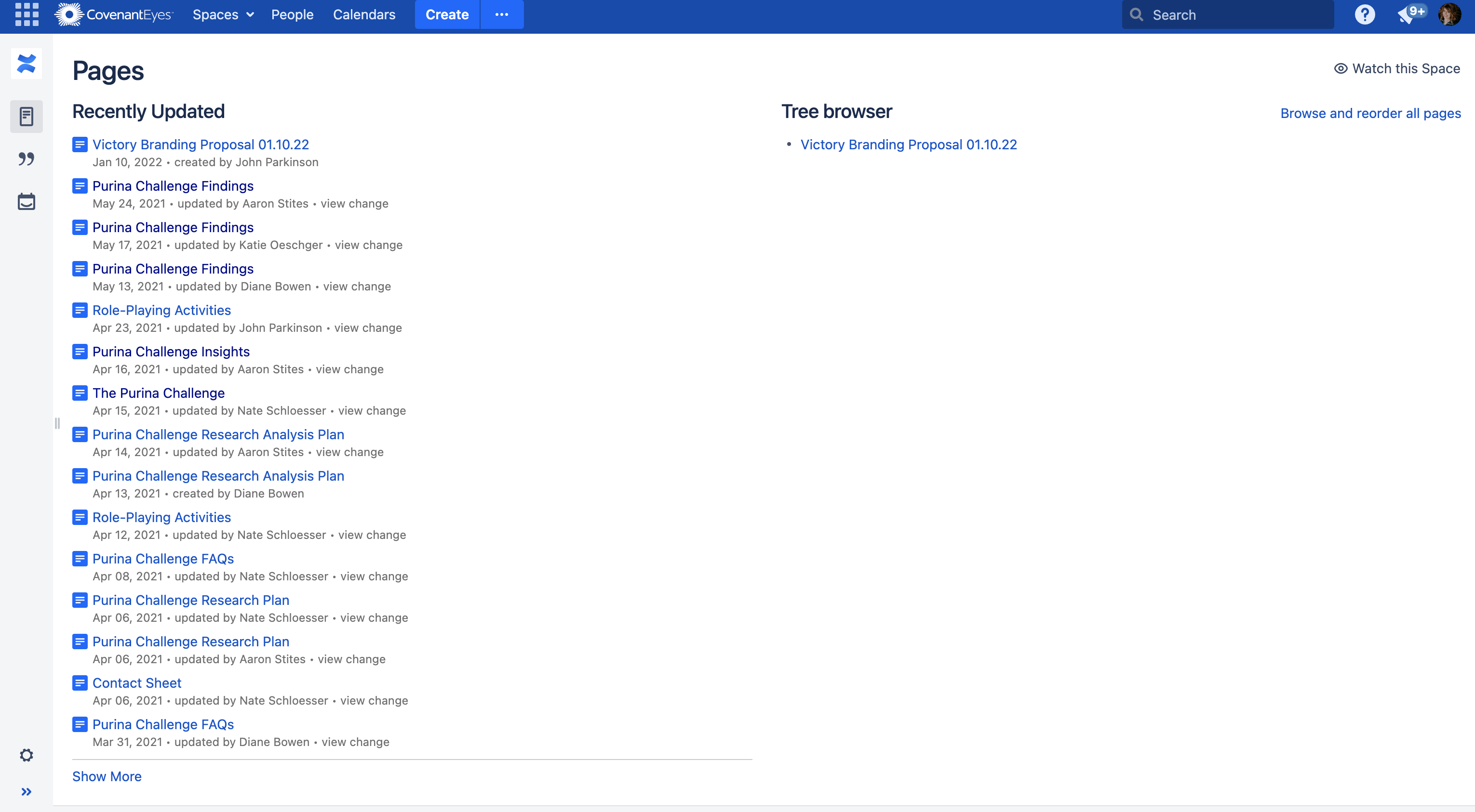 Screenshot of a Webpage in Confluence