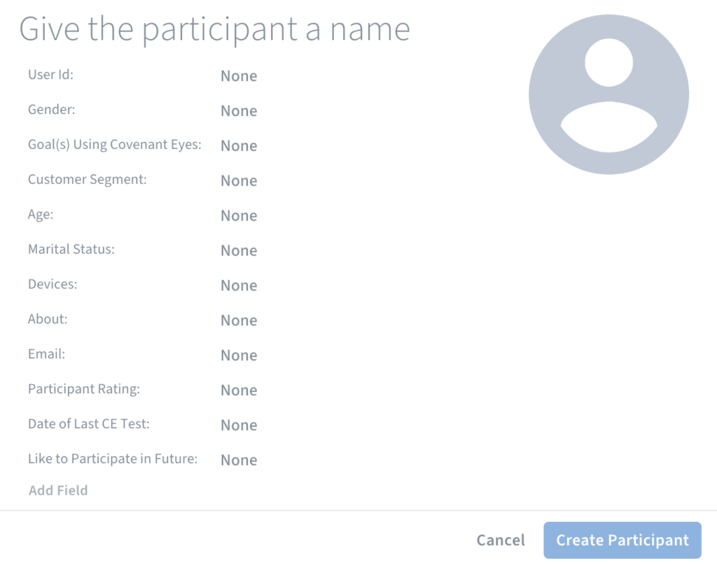 A screenshot of a participant profile's metadata fields