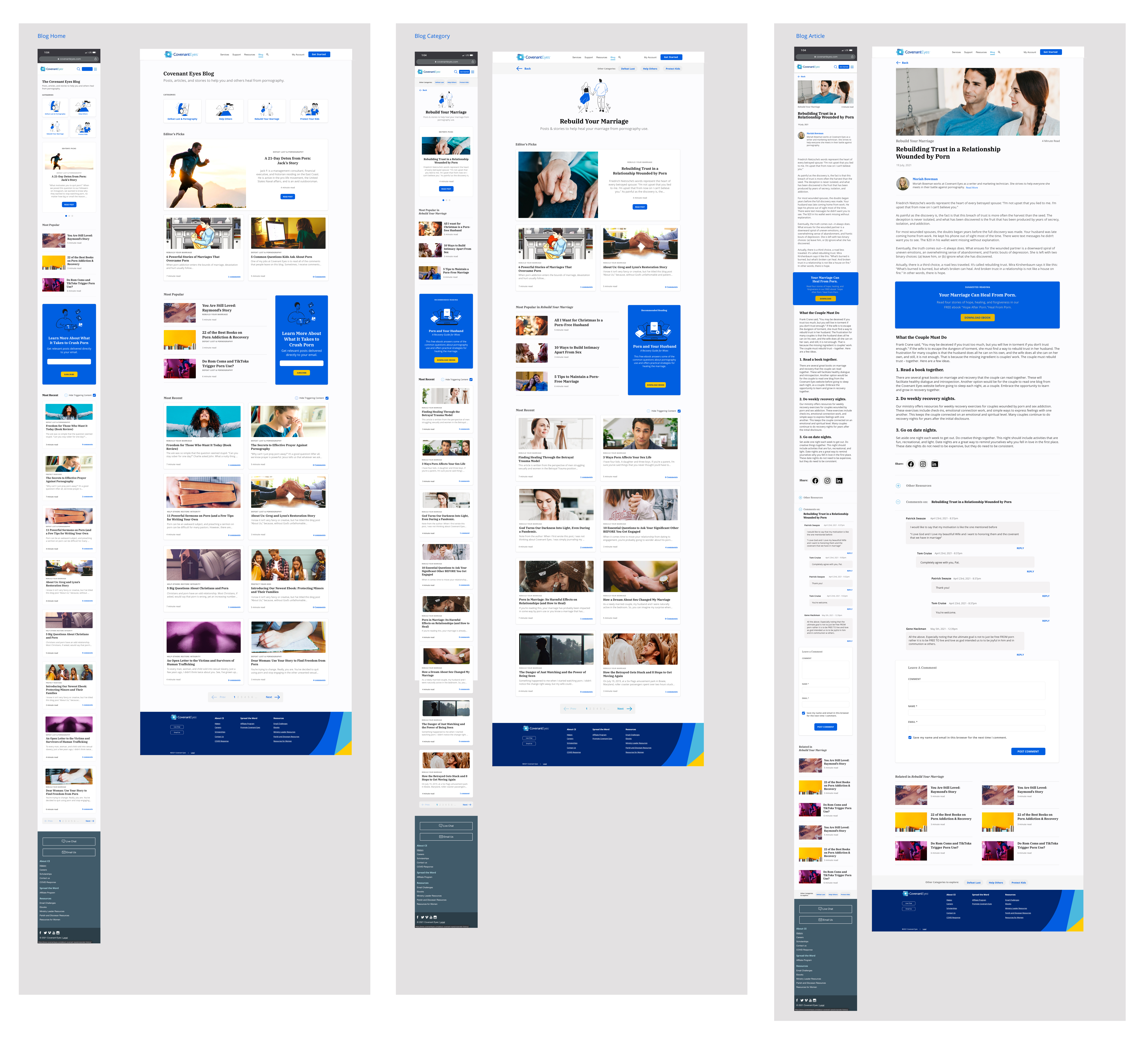 Mobile and desktop design concepts used for usability testing