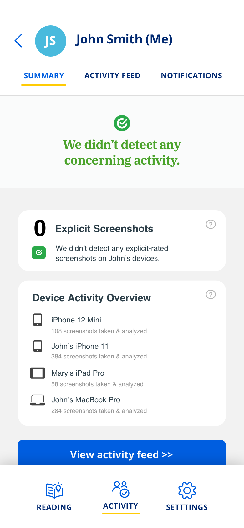 Final Concept of the Report Summary Module that was built into the product